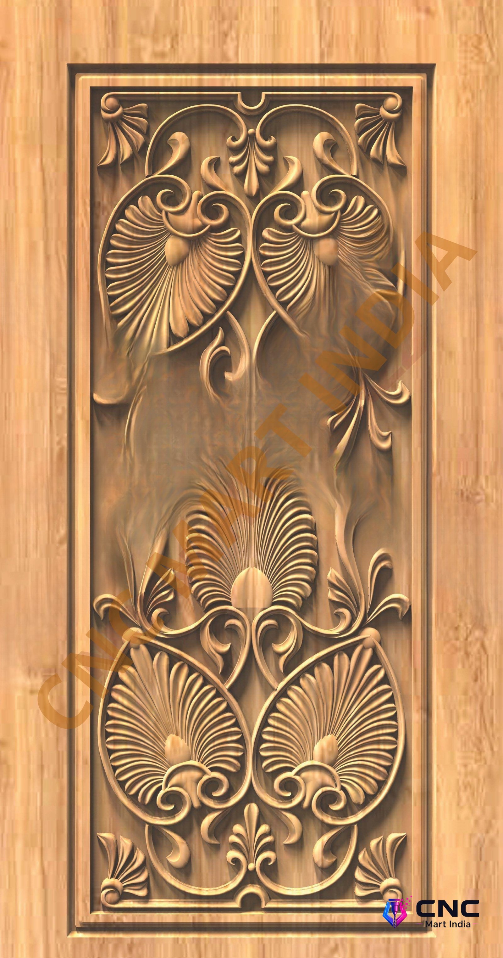 GSK EMBOSSING - EMD-34 Floral Leaf Motif Traditional Door 3D Model